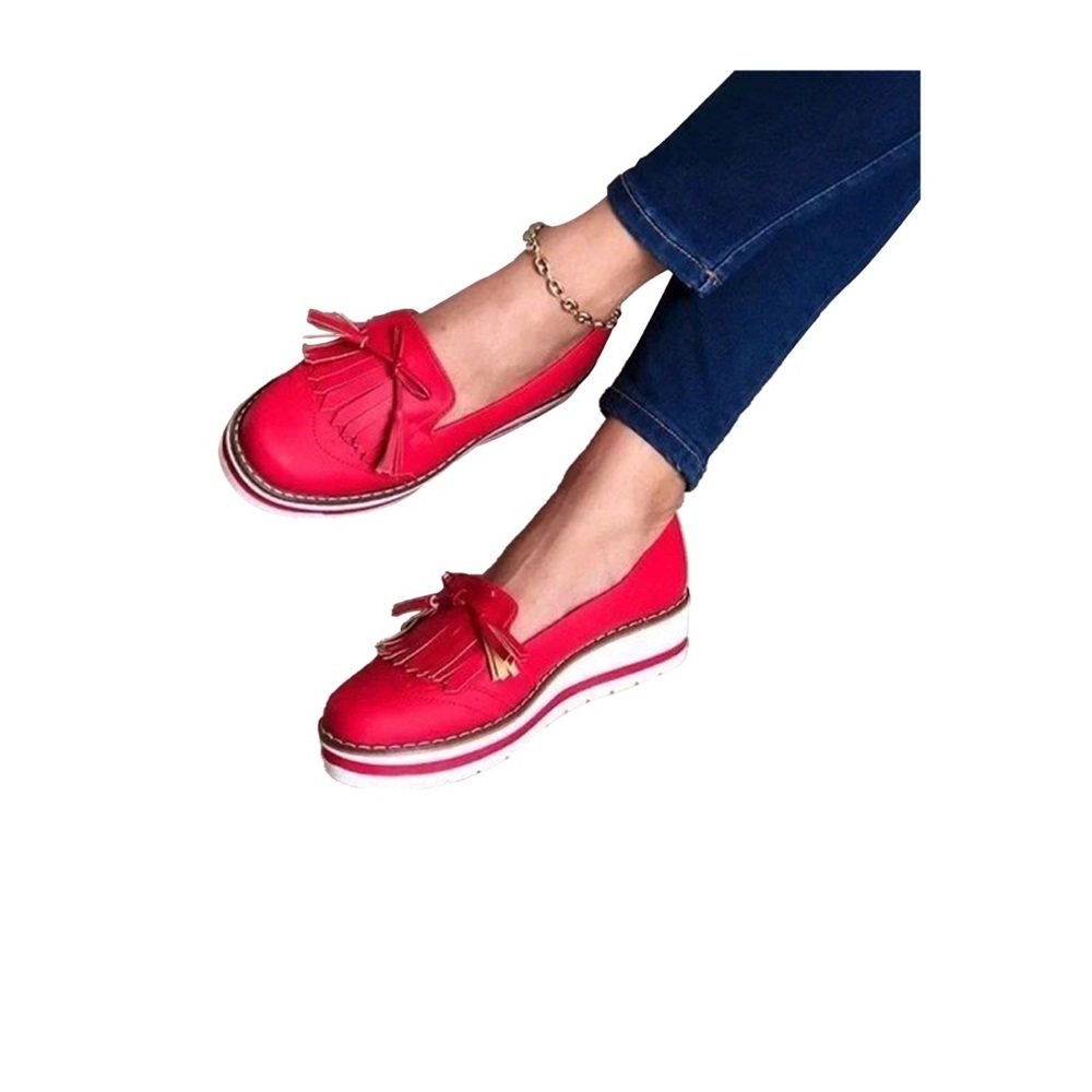 Women slip-on platform penny loafers high heel walking shoes